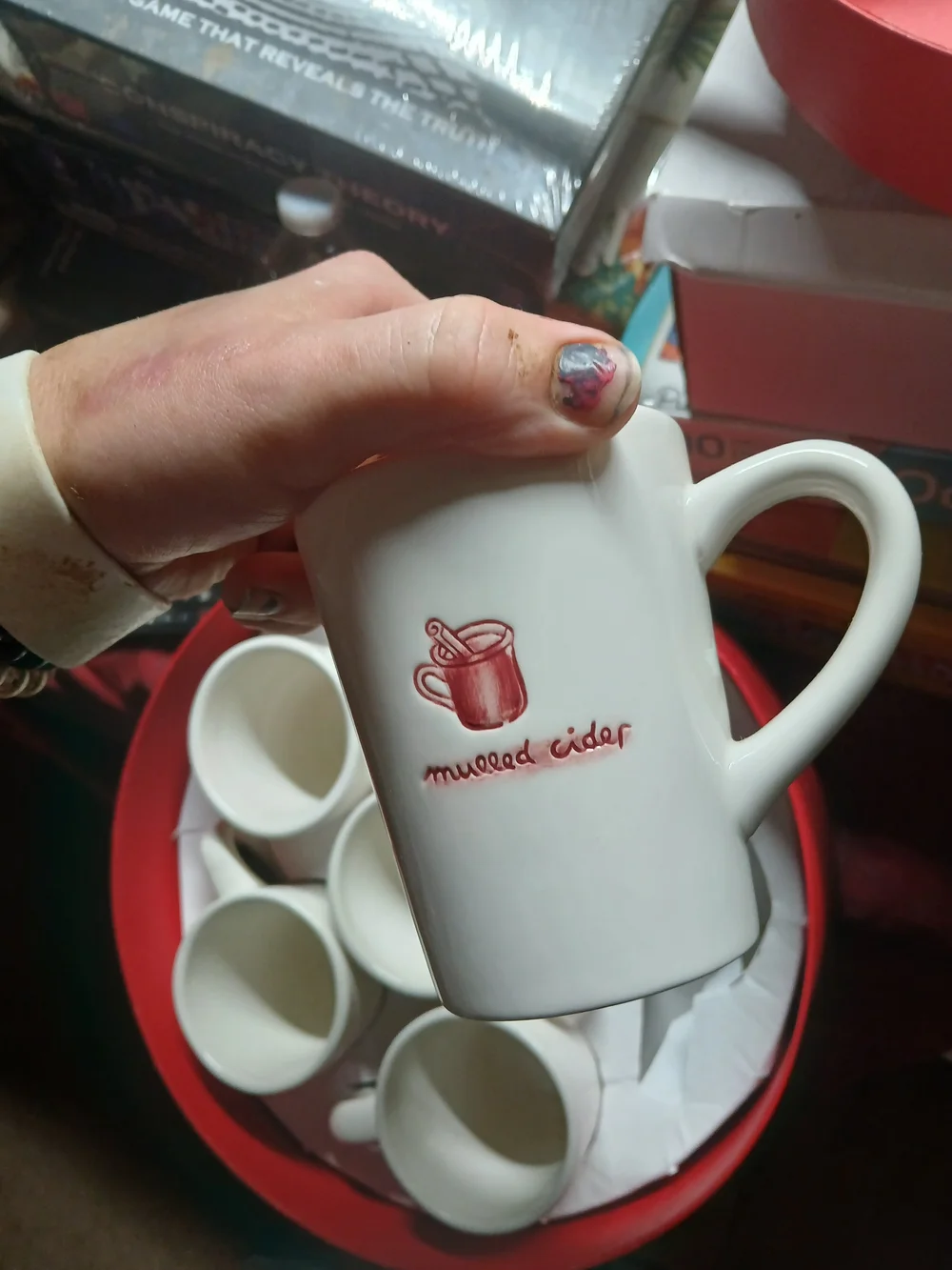 vintage Williams-Sonoma Holiday Hot Drinks Ceramic Mug set of six.